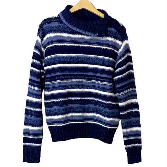 Polo Ralph Lauren Striped Buttoned Placket Turtleneck Sweater Size Medium